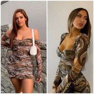 Zara Sweetheart Neckline Tulle Ruched Front Mini Dress